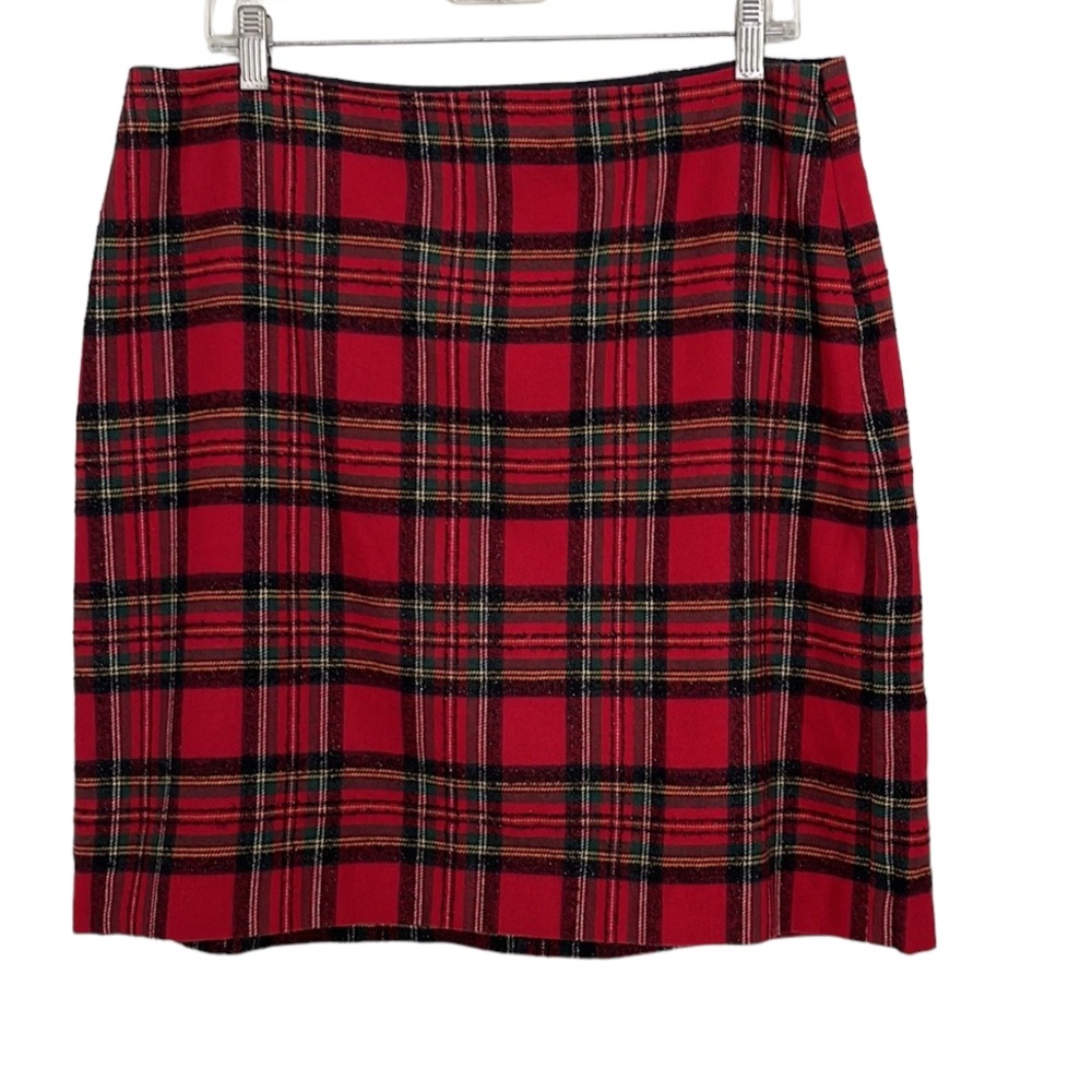 Talbots classic red black plaid skirt